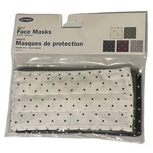 NWT Old Navy Set of 5 Polka Dot Adult Face Masks White Green Blue Red Gray